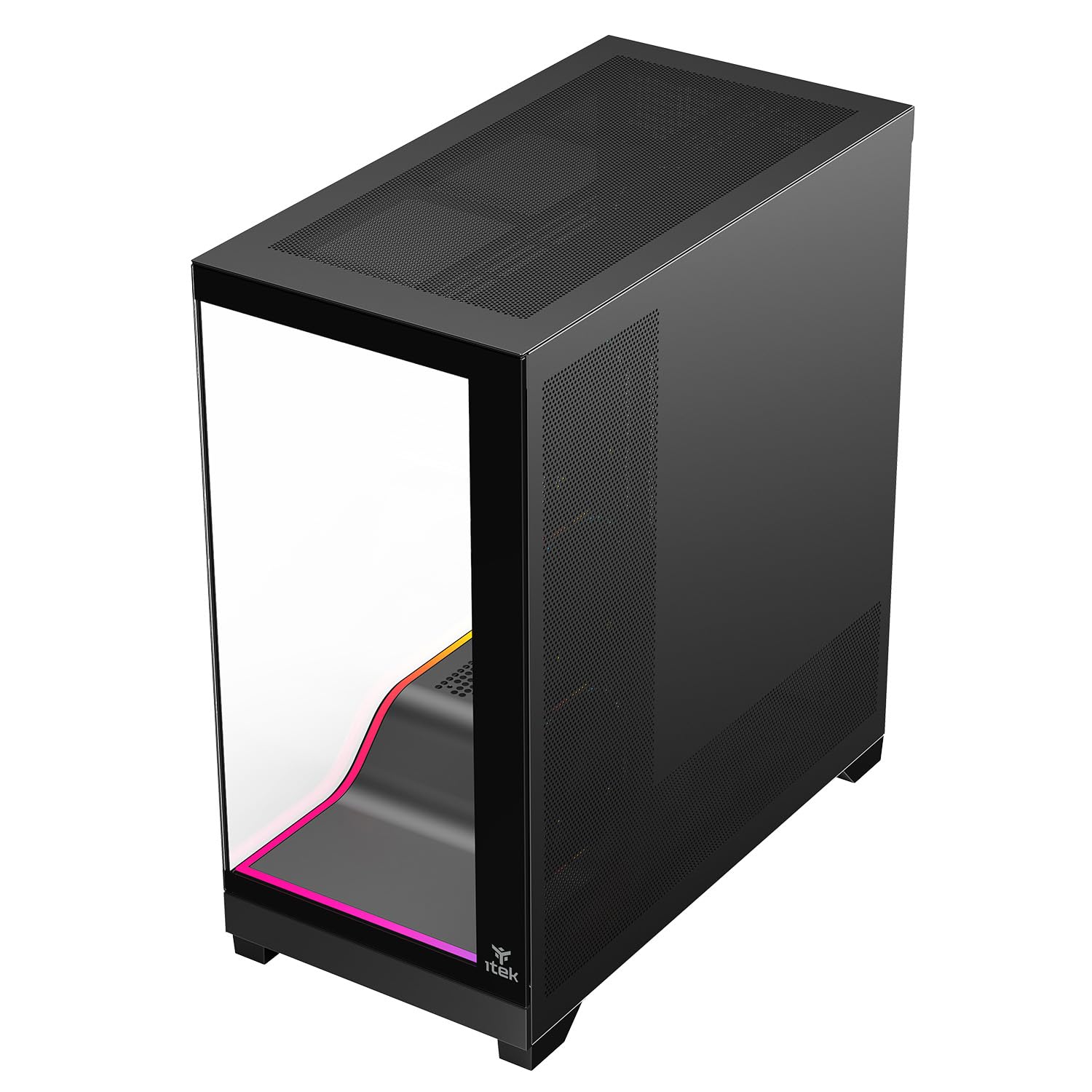 Itek Case Gaming SHOWBUI WAVE 82B - Tower ATX con 4 ventole ARGB 12 cm incluse - 2xUSB3, Type-C- e paratia frontale e laterale in vetro temp scuro