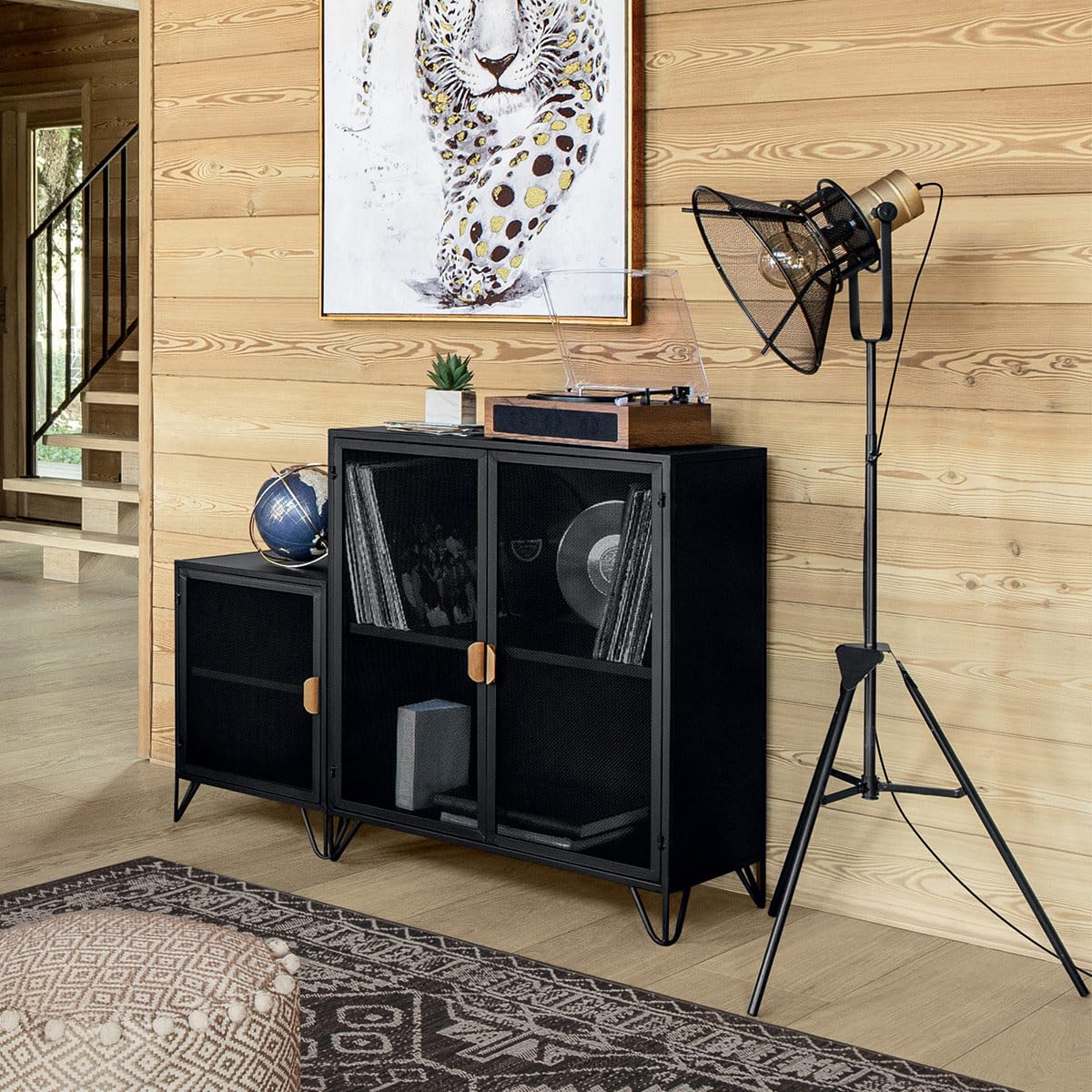 Atmosphera Lampadaire trépied Noir H 149 Rodo