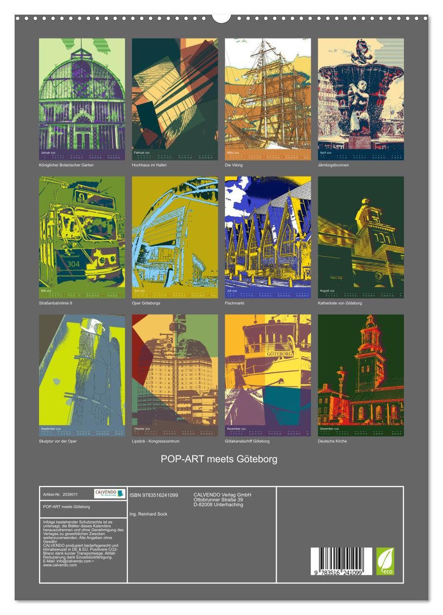 POP-ART meets Göteborg (hochwertiger Premium Wandkalender 2026 DIN A2 hoch), Kunstdruck in Hochglanz: Entdecke Göteborg im Pop-Art Stil (CALVENDO Orte)