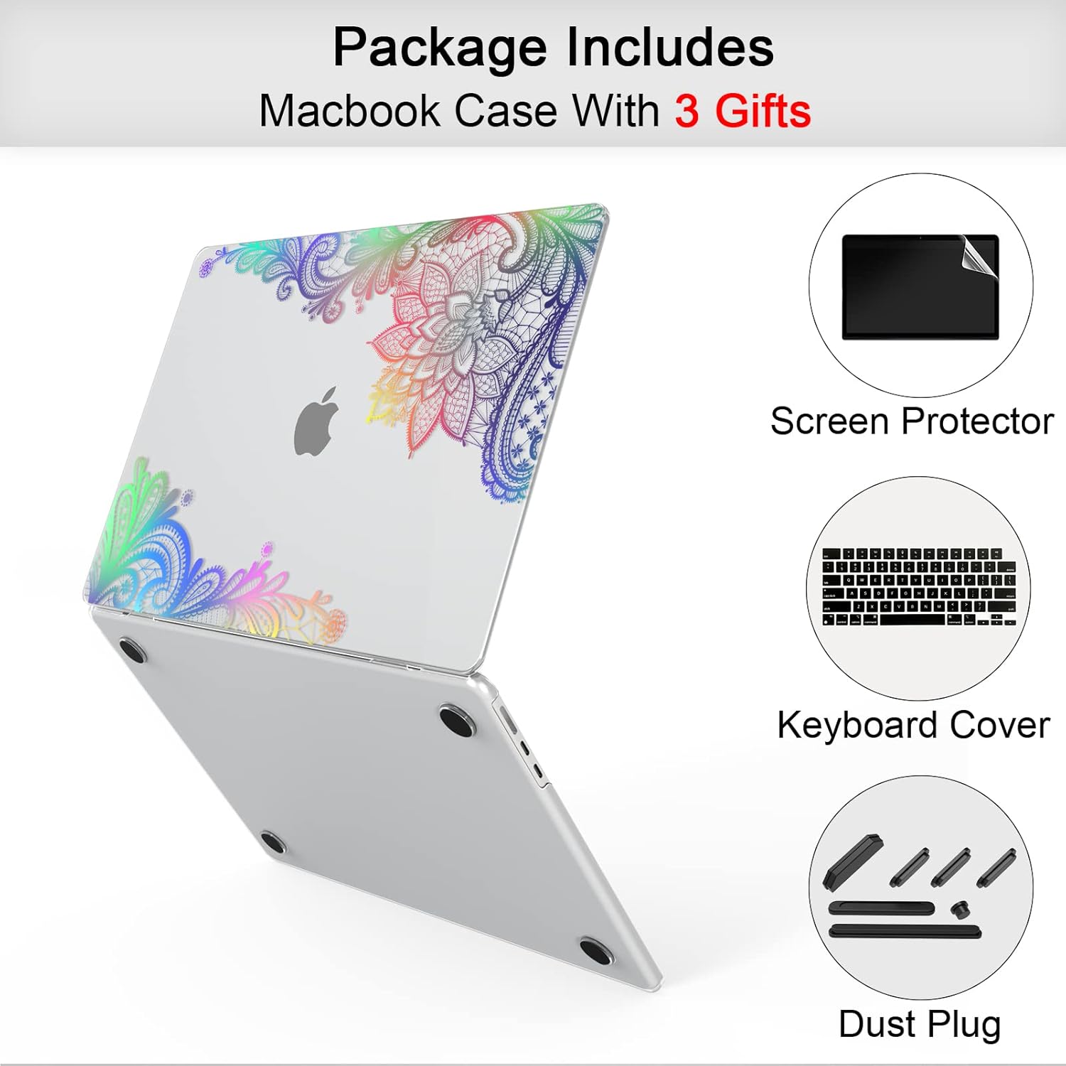 Frosted Case Suitable for New MacBook Air 13.6 inch (2022 Release Model: A2681 M2 Chip), Transparent Case & Keyboard Cover & Screen Protector, Transparent Glossy B2