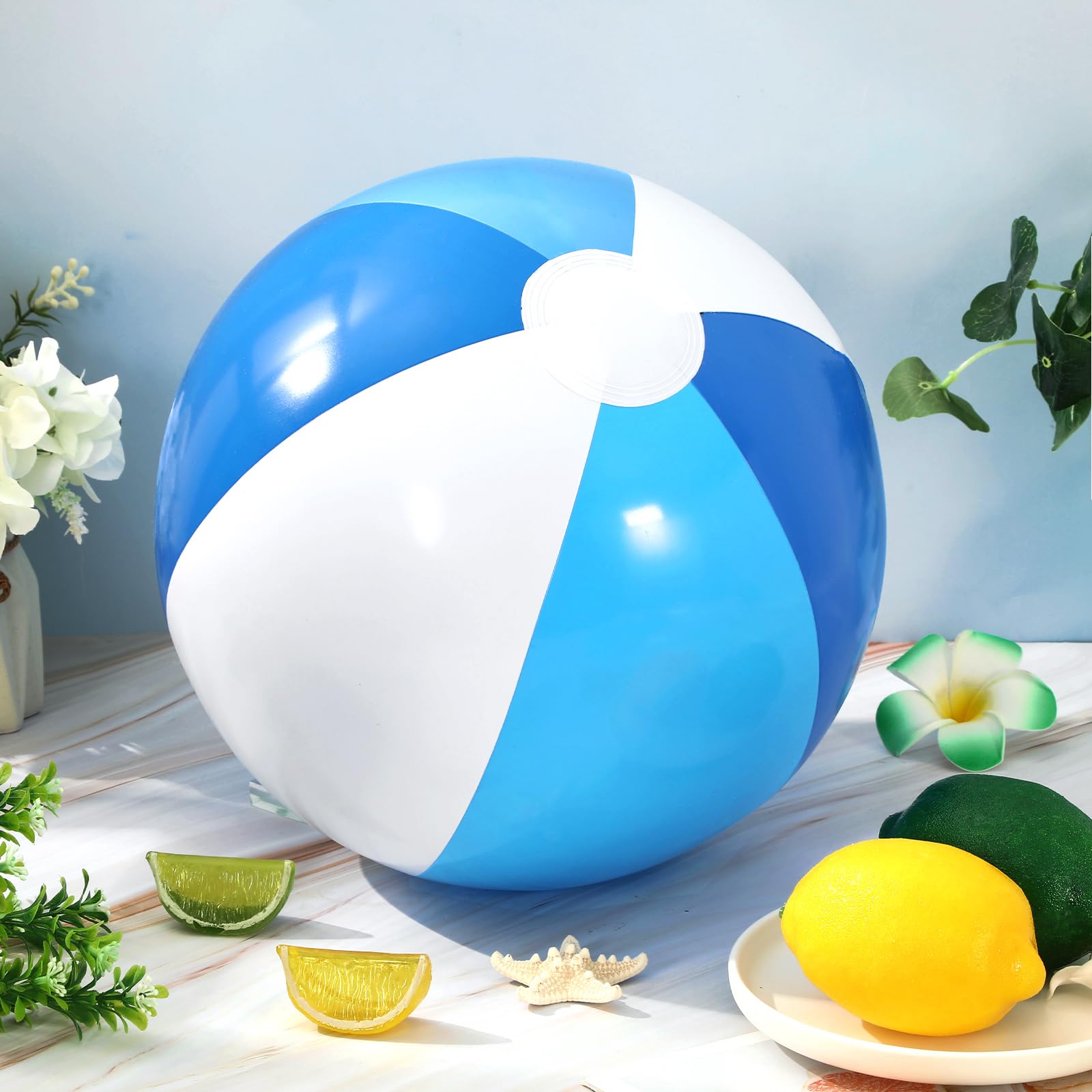 Pelotas inflables de playa inflables de 16 pulgadas, redondas, de PVC, lindos juguetes para verano, temática tropical hawaiana, decoración de fiesta en la playa, accesorios de juego de arena 4