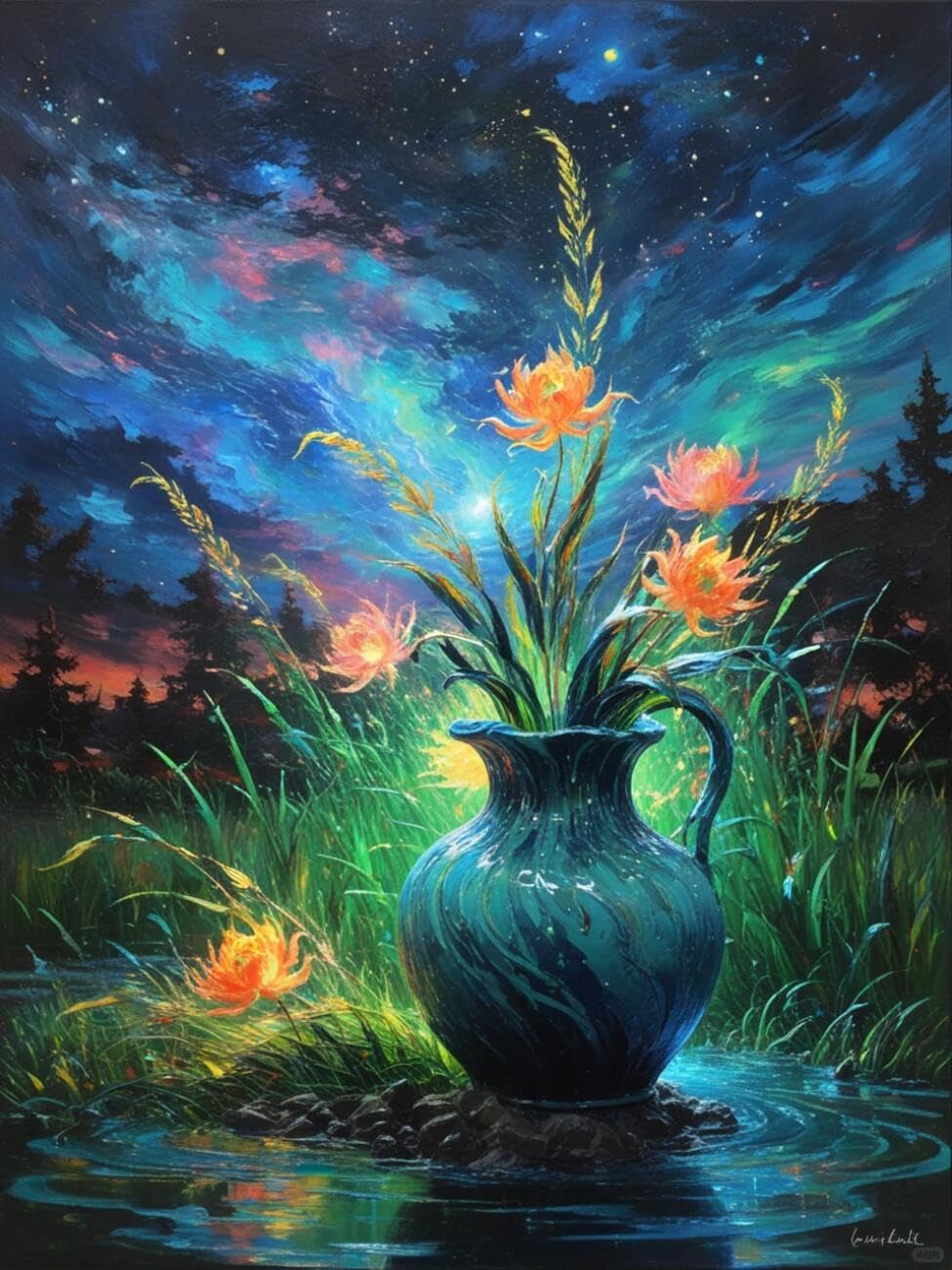 Henypt Cross Stitch Kits for Adults Flowers in a vase DIY Needlepoint Set for Beginners The Elderly with Accessories Home Wall Decoration 14CT 30x40cm