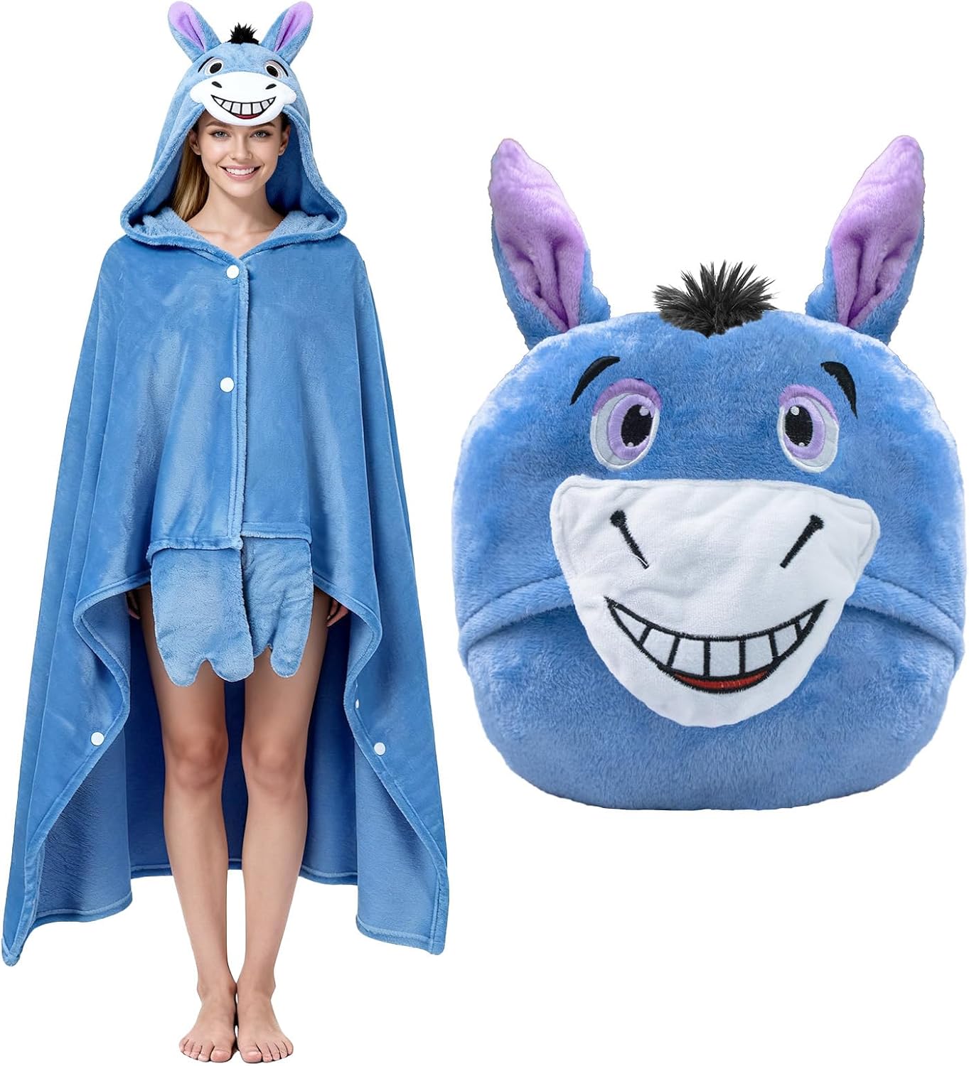 Wearable Hooded Blanket for Women, Soft Snuggle Wrap Cape Throw, Fleece & Sherpa Ho...