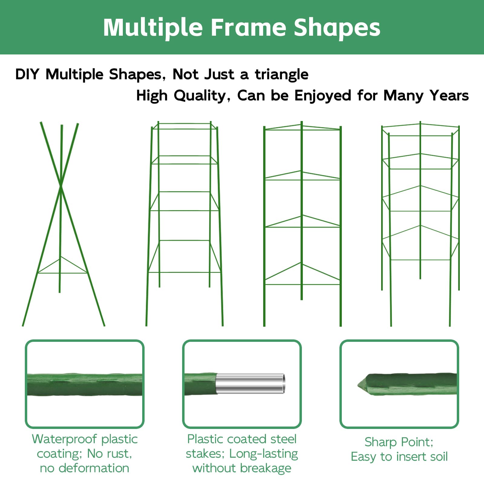 Heavy Duty Tomato Cages 3-Pack - 56 Inch Adjustable Plant Supports For Garden Vegetables