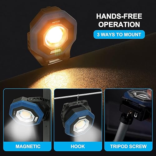 Miniatura 4 de NextLED NT-1010UV Rechargeable Car Detailing Light/LED Work Light, CRI 95, 4 Color Temps, UV Light, 2000 Lumen, IP-65, Magnetic LED Mechanics Work