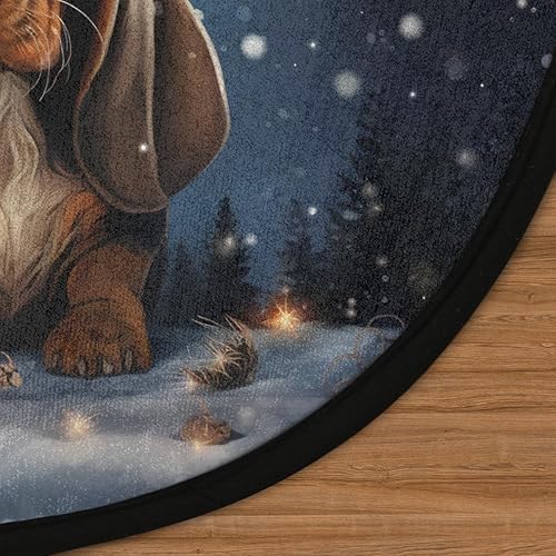 Miniatura 3 de Cute Dog in Christmas Hat Round Area Rug 3ft Machine Washable Circular Rugs for Dining Room Table Bedroom Playroom Throw Rugs for Dog Living Room