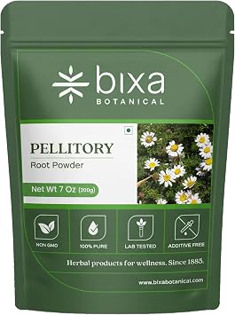 bixa BOTANICAL Pellitory Root Powder, Anacyclus Pyrethrum, 200 GMS, 7 Oz | Ayurvedic Herbal Supplement, Akarkara Powder, Gluten Free, Non GMO, Steam Treated, Vegan, Natural Root Powder, Pack of 1