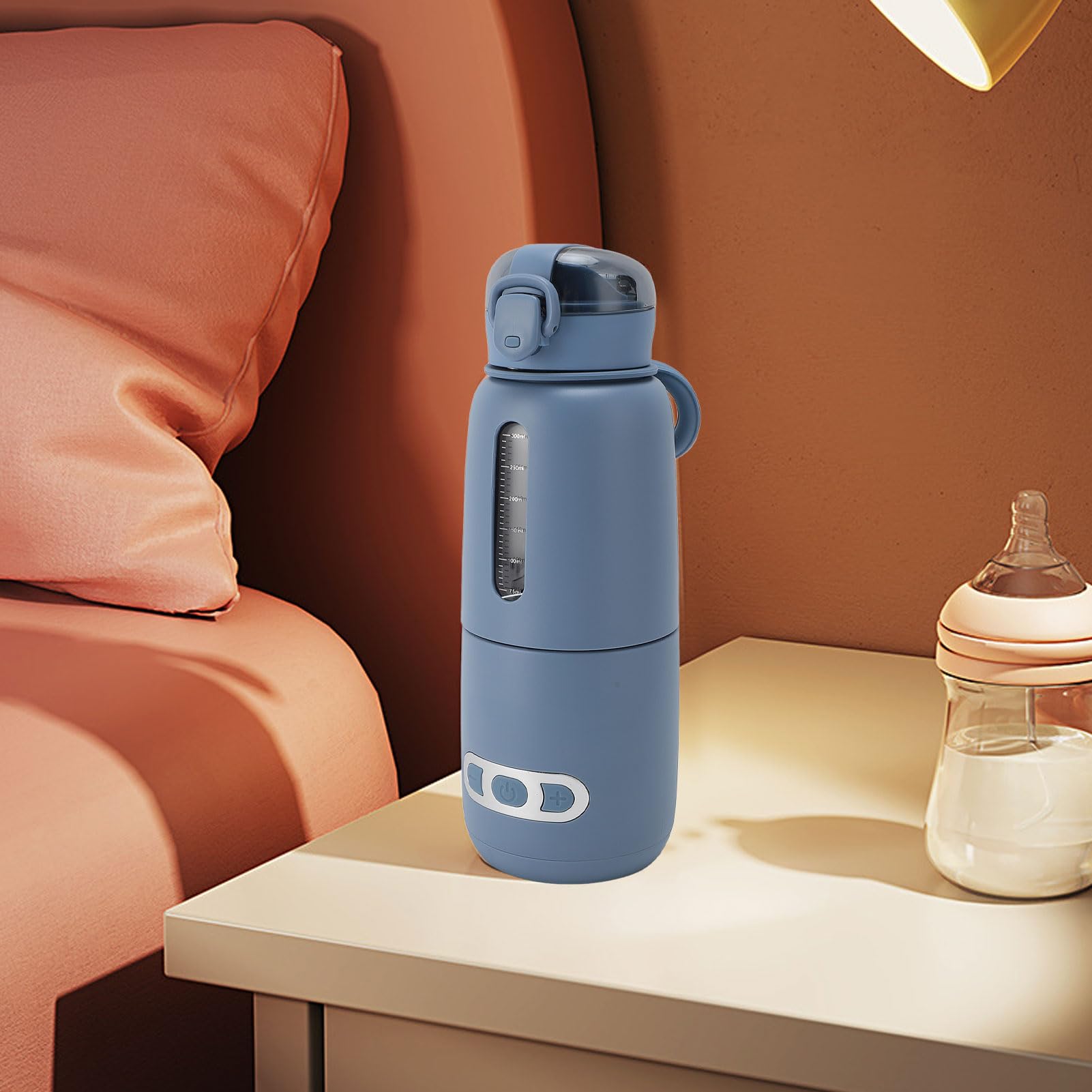 Sxhlseller Calentador de Leche Portátil, Calentador de Biberones Rápido Inalámbrico para Leche Materna, Fórmula, Agua, USB Recargable 15000mah y 300ML Calentador de Biberones Portátil de
