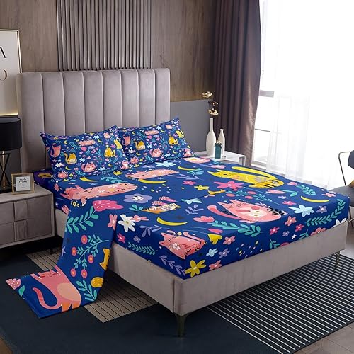 Vista 60 de Feelyou Juego de sábanas espaciales para niños, juego de ropa de cama de galaxia para niños y niñas, sábanas de planeta del universo, 1 sábana