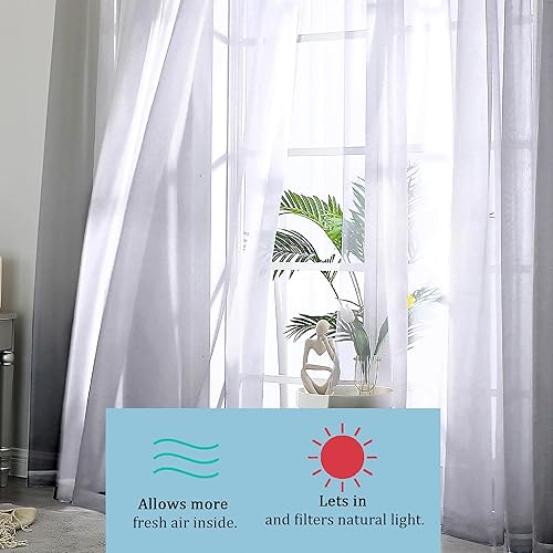 Miniatura 8 de OWENIE Cortinas traslúcidas grises, cortinas transparentes de 84 pulgadas de largo, juego de 2 paneles de gasa con bolsillo para barra, cortinas