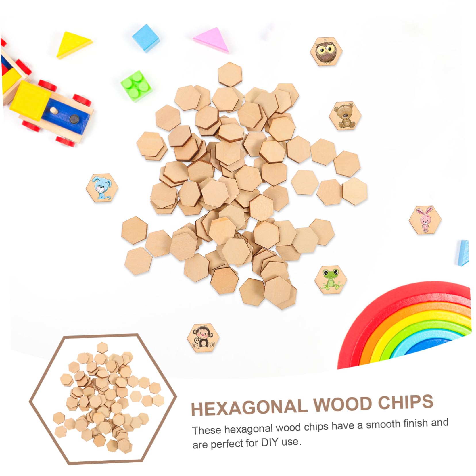 Decorazioni in Legno Esagonali 20mm, 100 Pezzi, per Lavoretti DIY | Pezzi di Legno per Lavoretti Natalizi, per Matrimonio e Feste, Ornamenti Fai da Te per Decorazioni