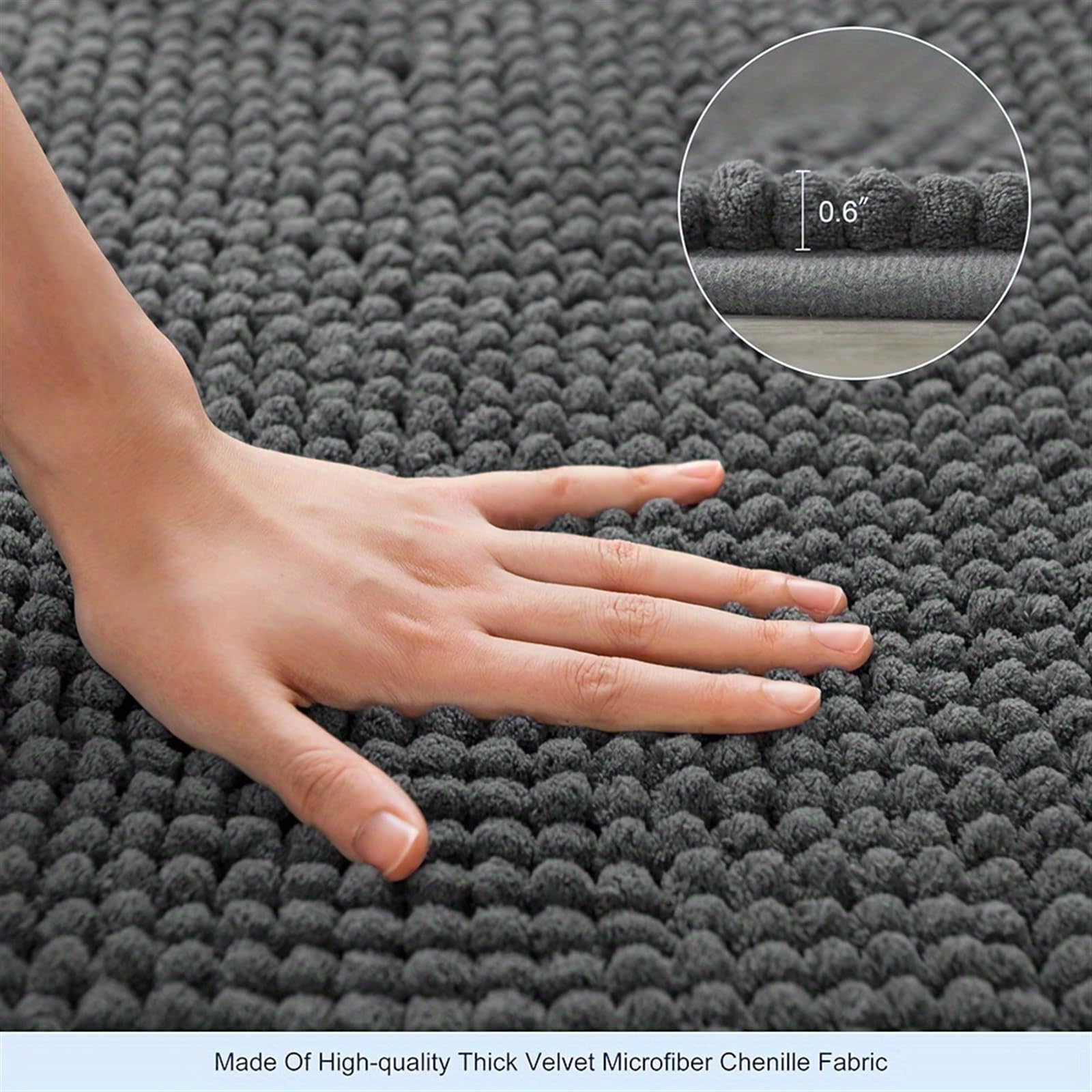 Lujosa alfombra de baño gruesa con esquinas redondas con rápida absorción de agua y lavable, color champán
