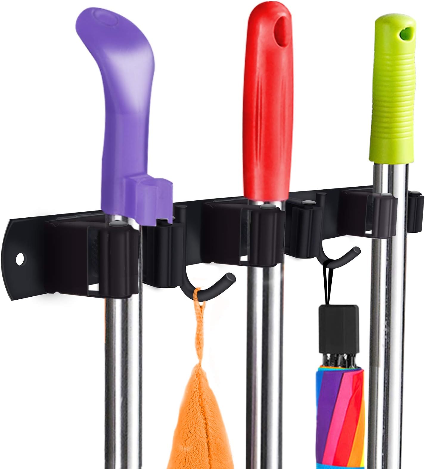 Amazon.com: TOGU Mop and Broom Holder Wall Mounted 3 Position Storage ...