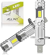 AGLINT Ampoule H1 LED 1:1 Remplacement Halogène 60W Sans Polarité Voiture LED Feux de Route et Feux de Croisement H1 Phares 6500K Blanc 2 Pièces