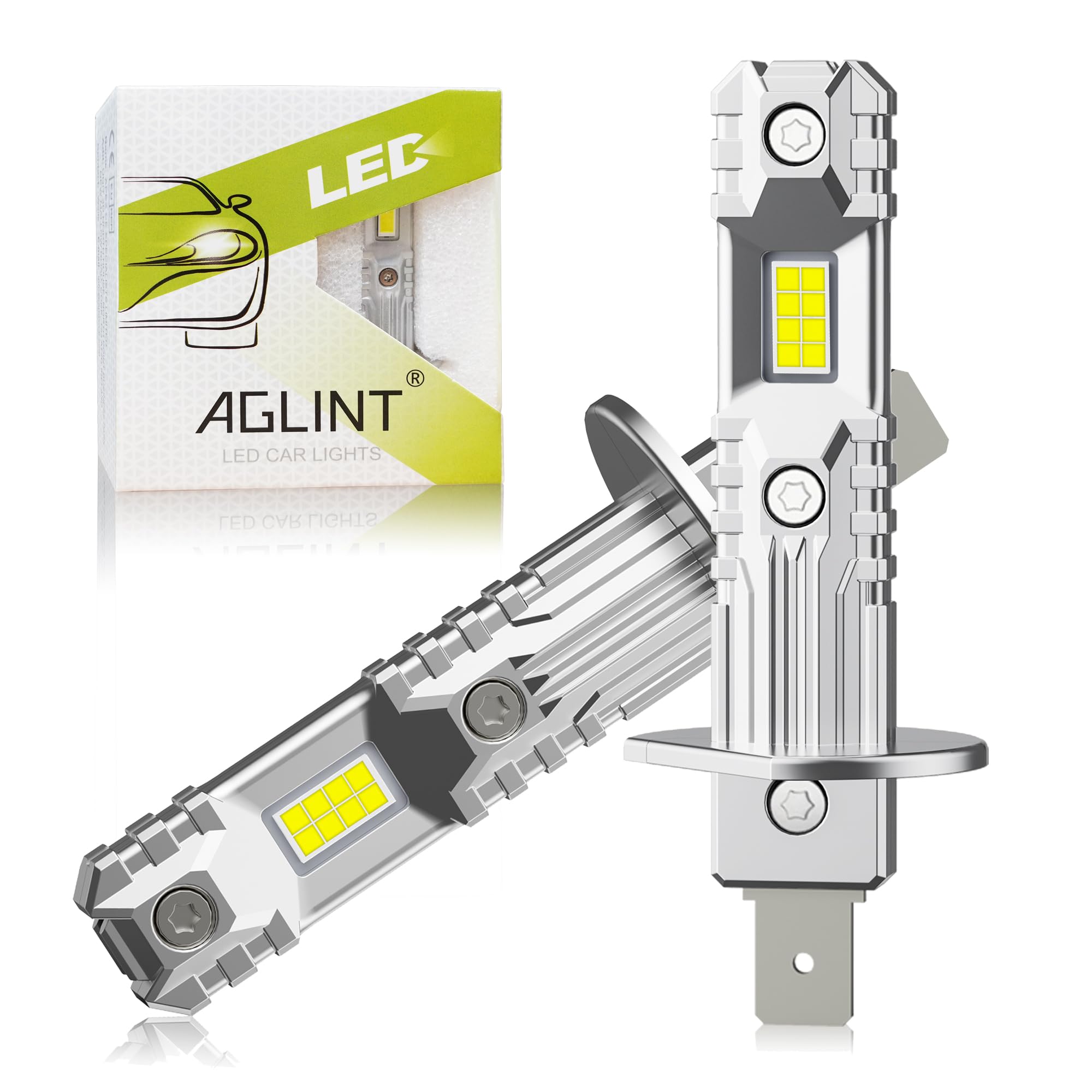 Lampadina H1 LED 60W Super Luminoso Non Polarità 12V Sostituzione Alogena Auto H1 LED Lampadine Fari Abbaglianti e Anabbaglianti 6500K Bianco 2 Pezzi