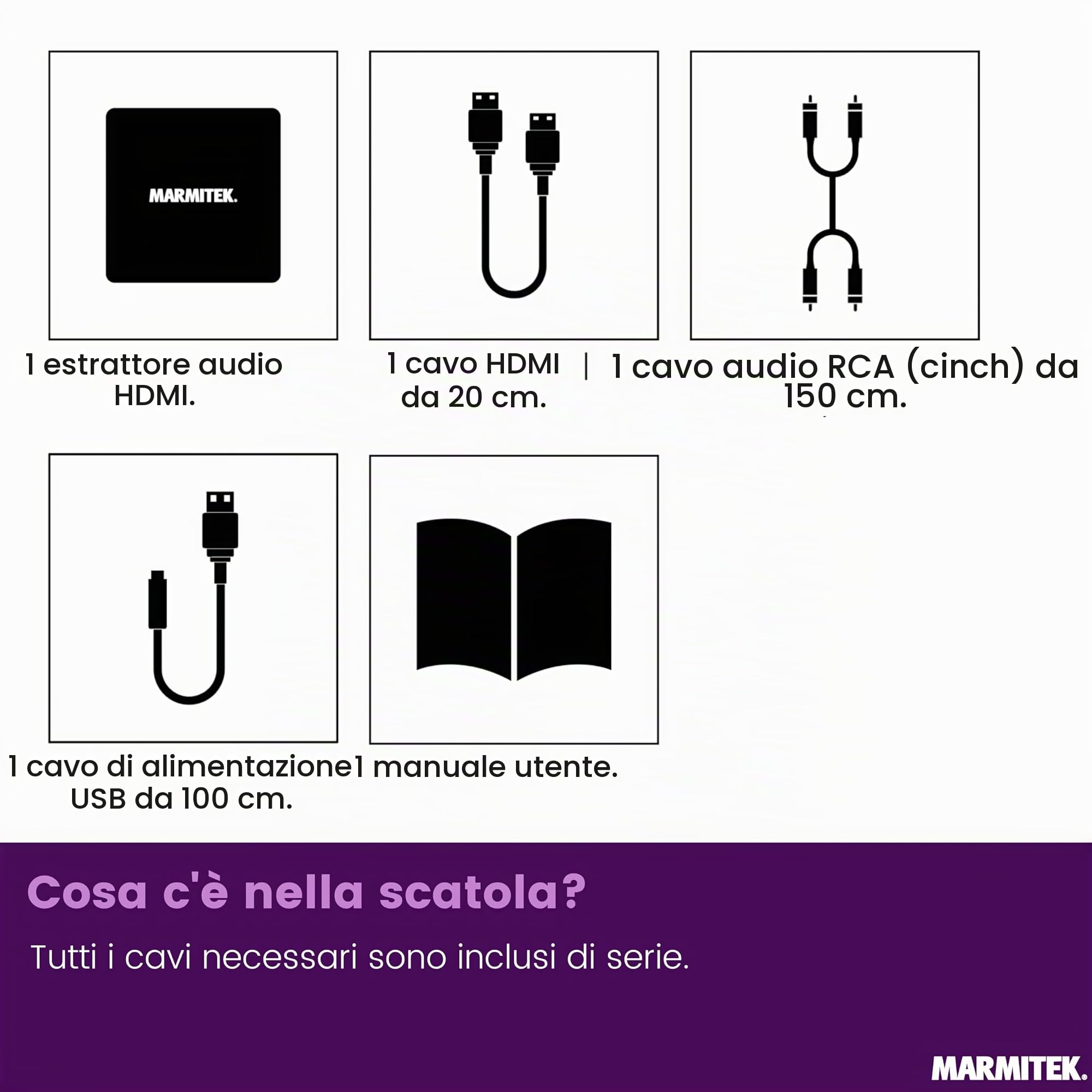 Marmitek Connect ARC13 - Estrattore audio HDMI ARC CEC per TV e RCA audio | Adattatore TV verso amplificatore, altoparlanti attivi o cuffie, uscita stereo L/R RCA, jack 3,5 mm e controllo CEC