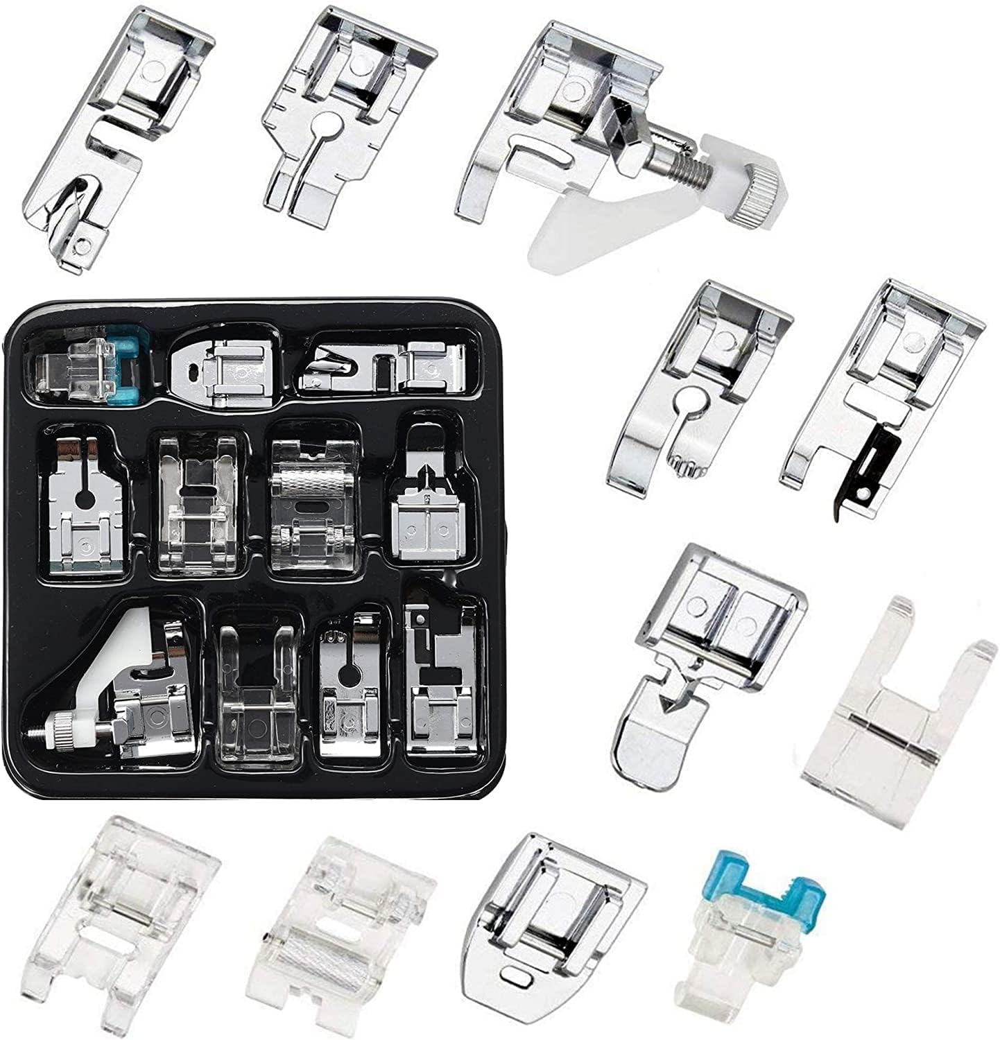 Presser Feet Set, Snap On Sewing Machine Foot for Brother Singer Janome Babylock Kenmore Low Shank Sewing Machine Use, 11Pcs