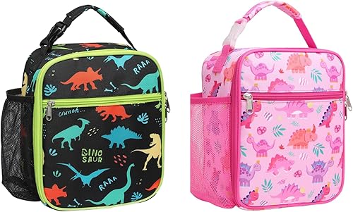 Bagseri Lonchera para niños y niñas, lonchera aislada, portátil, reutilizable, para la escuela, forro resistente al agua