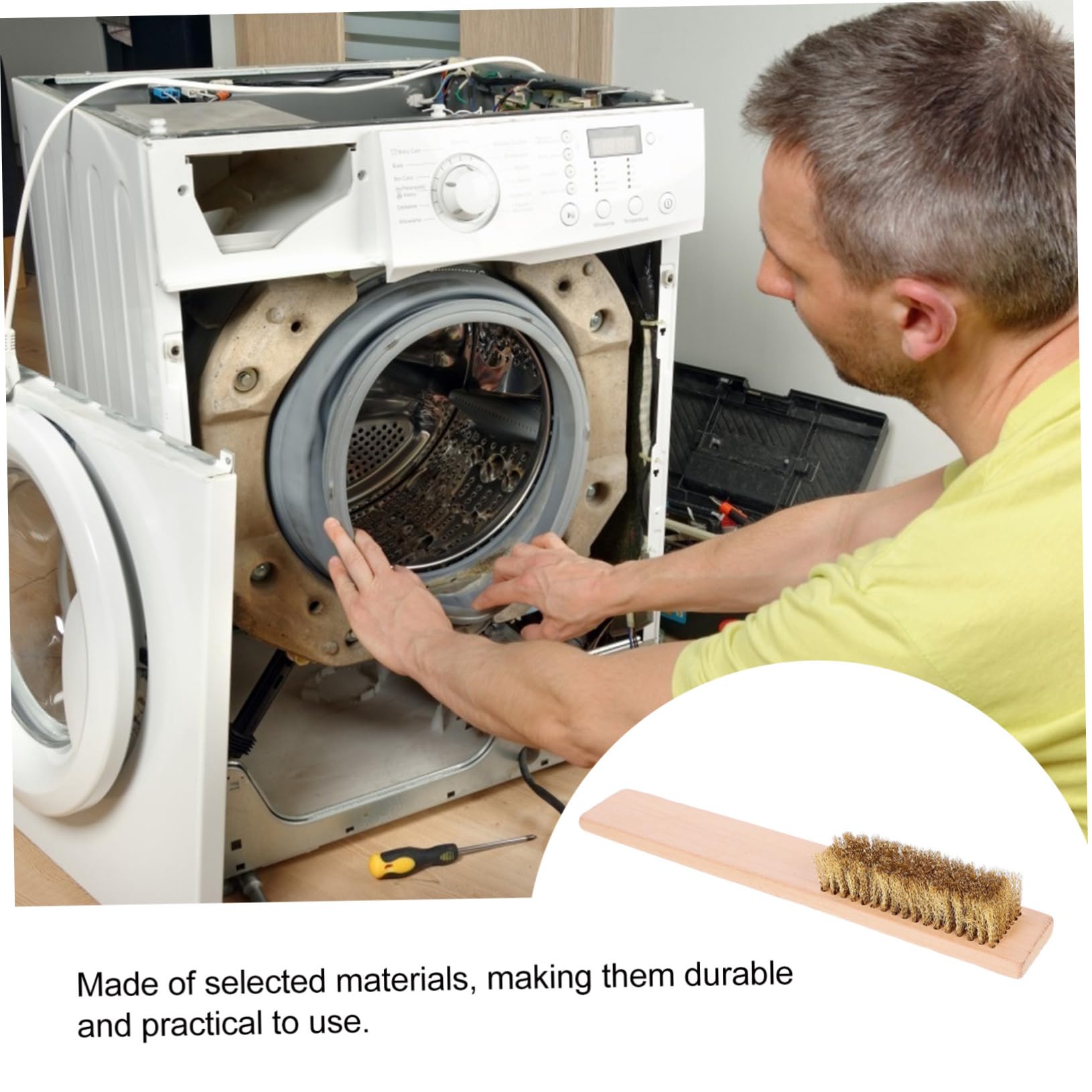 Balacoo Deep Clean Snowboard Brush Pack Skateboard Wax Removal Brush Wooden Handle Dense Copper Wire Bristles for Skiing Boards