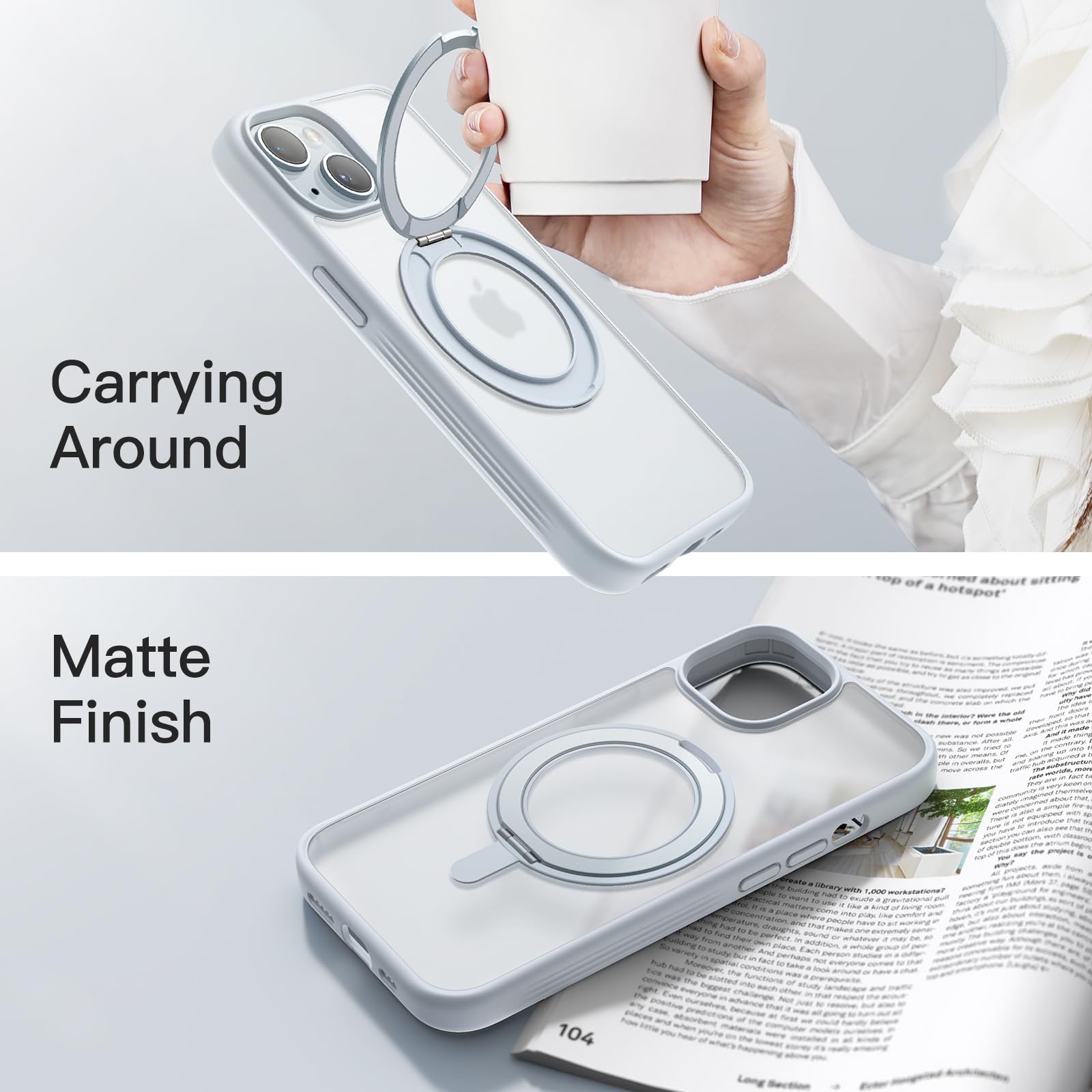 JETech Handyhülle Für IPhone 15 | Mit Drehbarem Ring & Ständer | MagSafe-kompatibel