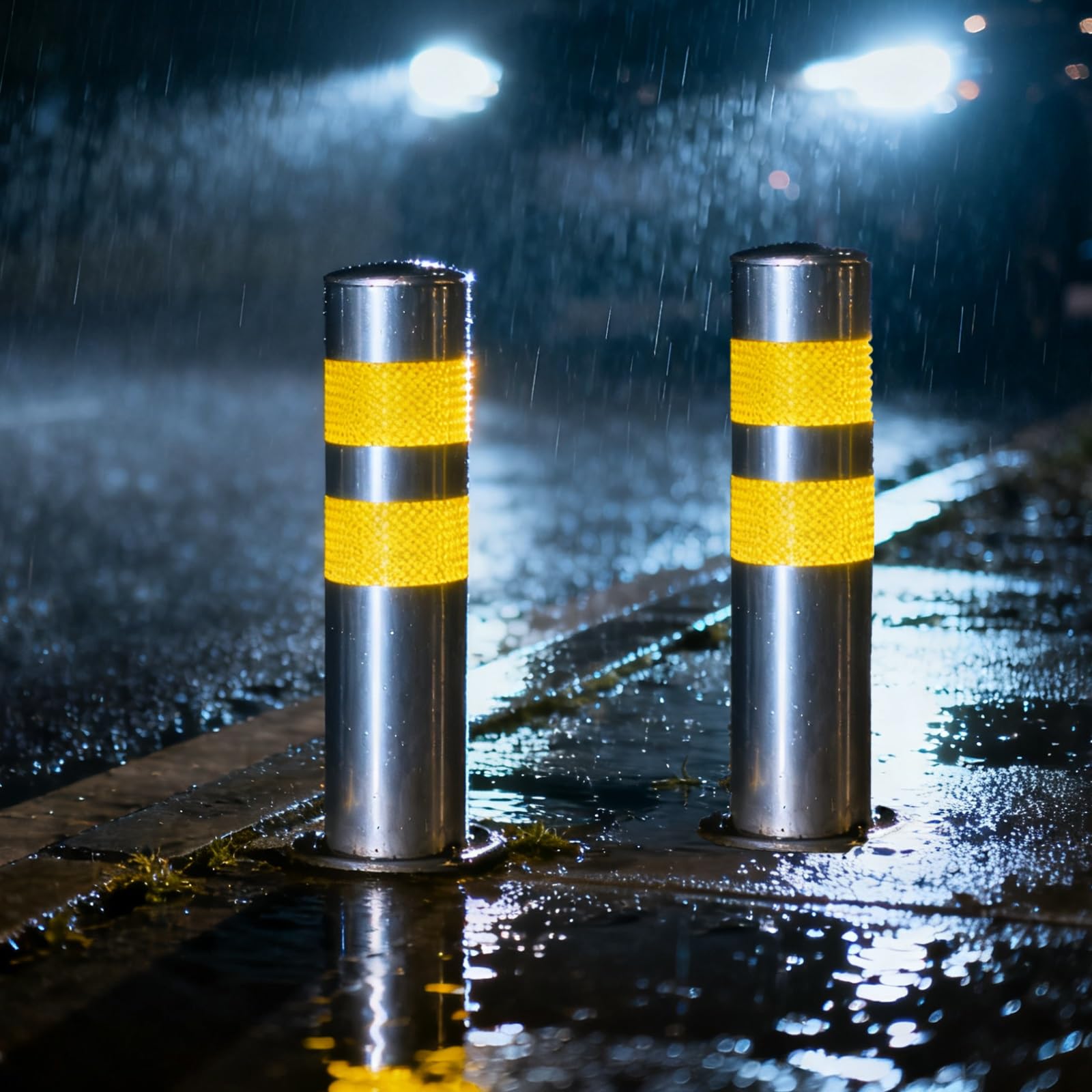 Generico Set di 2 dissuasori di parcheggio Riflettenti Rimovibili in Acciaio Inossidabile (75 cm) - Ideali per vialetti e parcheggi, Maggiore visibilità e Sicurezza, durevoli e Resistenti alle intemp