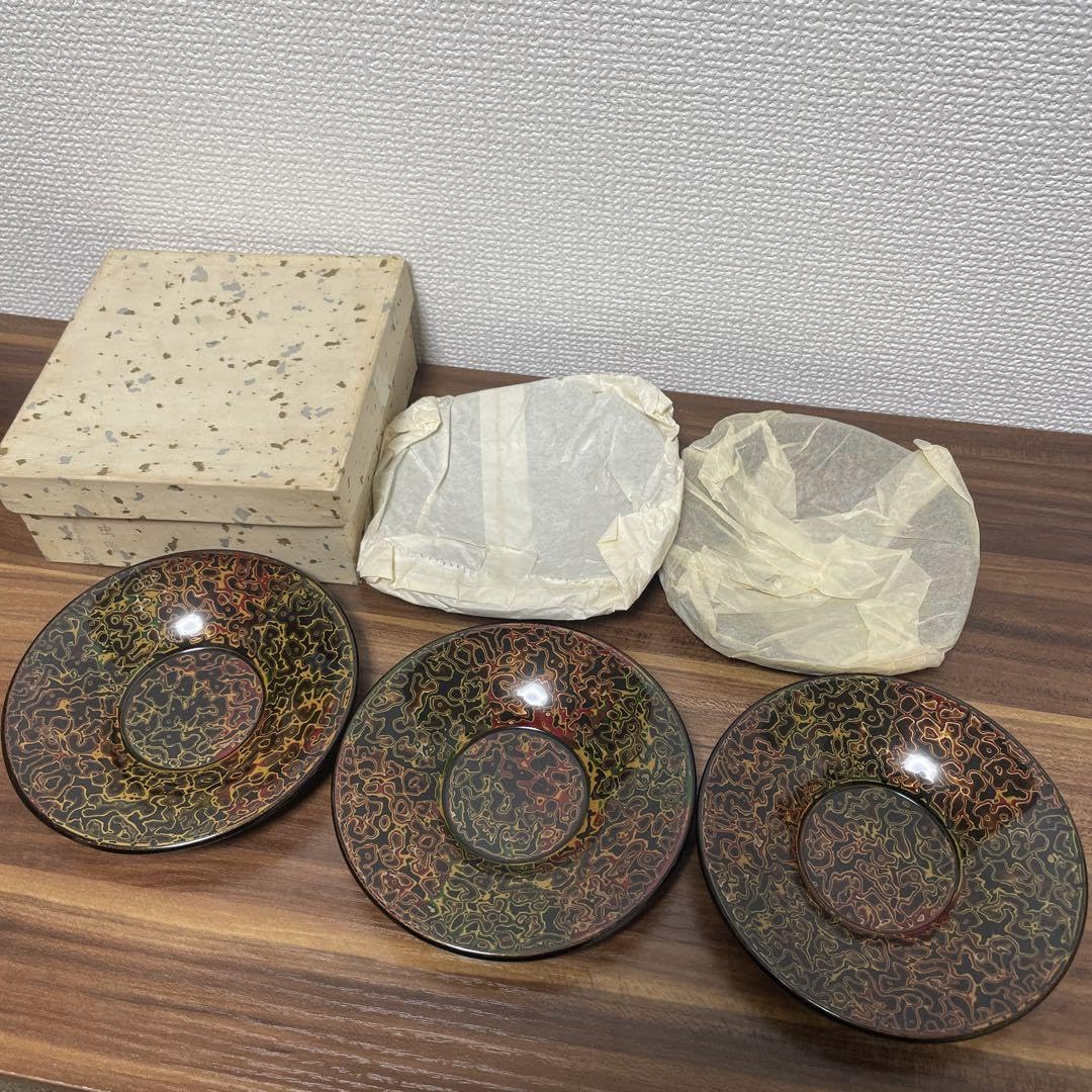 Amazon.co.jp: 品会津金虫喰塗 4.5寸 朝顔茶托 5枚セット : ホーム 