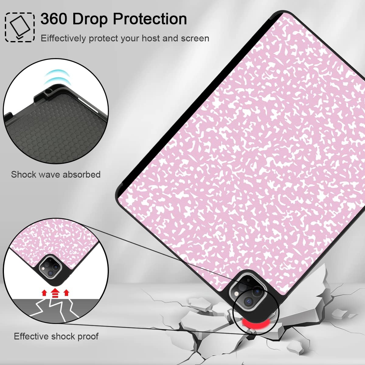 Tuiklol for iPad Pro 13 inch 2025 2024 Release M5/M4 Chip - Built in Pencil Holder Ultra Retina Slim Protective Stand Back Cover with Smart Trifold Stand Auto Wake/Sleep, Composition Book