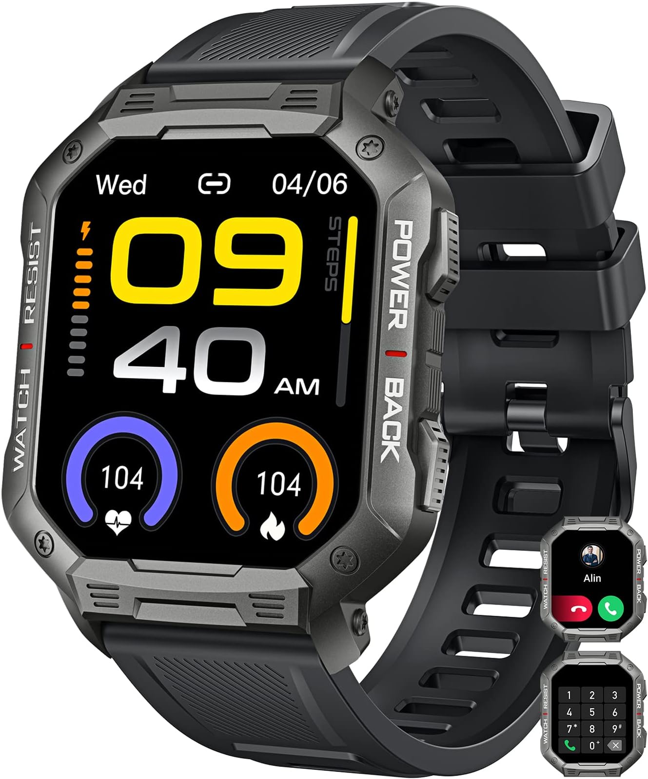 Smart Watch for Men Fitness Tracker: Bluetooth (Answer/Make Call) Tactical Military Waterproof Smartwatch for Android Phones iPhone Outdoor Sports Digital Watches Heart Rate Blood Pressure Monitor