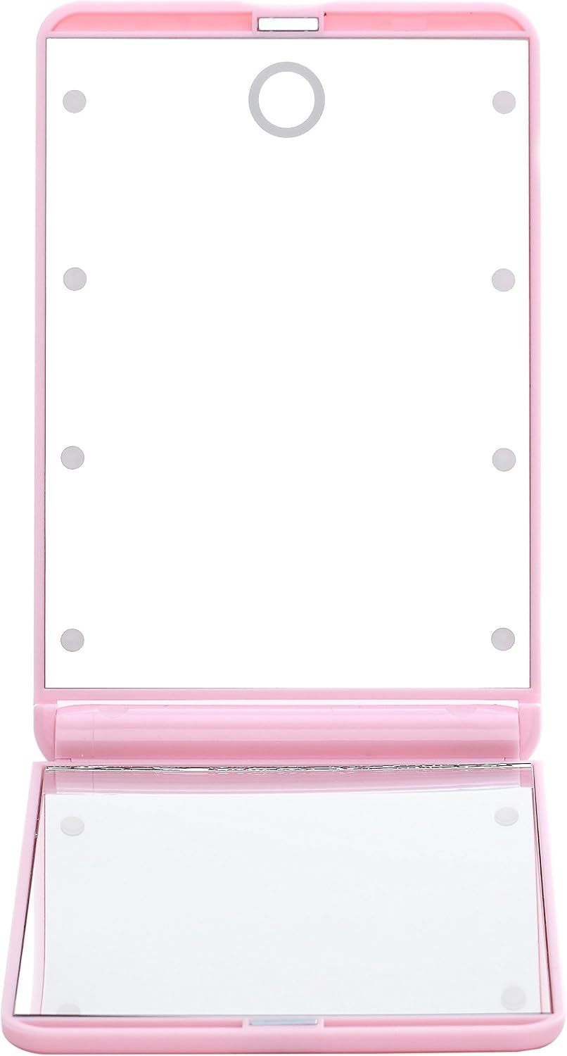 Miss Sweet Compact Mirror with Led Lights for Purse 2X (Pink)