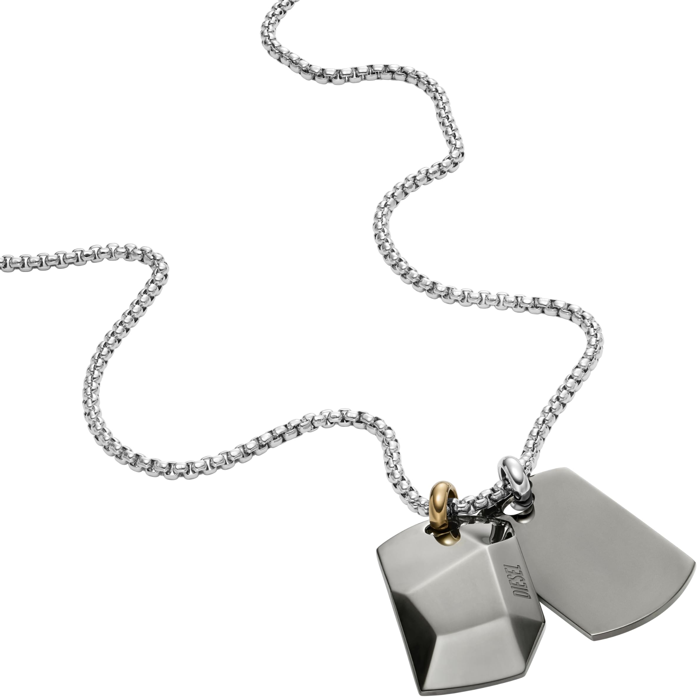 Diesel All-Gender Stainless Steel Dog Tag Pendant Necklace