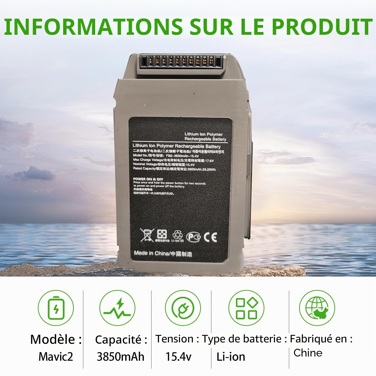 XITAIAN Batterie Rechargeable Lipo Intelligent Flight 15.4V 3850 mAh 59.29Wh pour DJI Mavic 2 Pro Mavic 2 Zoom Drone