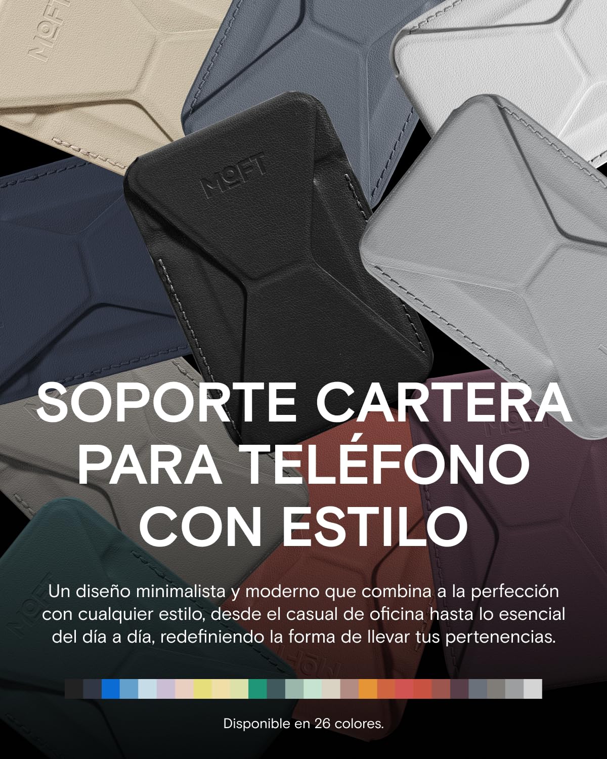 MOFT MagSafe Cartera Soporte para iPhone 17/16/15/14/13 Series Compatible con MagSafe, Soporte Magnético de MOVAS Cuero Vegano para Teléfono con 3 Ángulos de Visión, 2 Soportes Tarjetas
