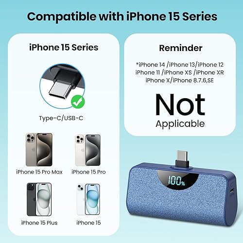 Miniatura 4 de Mini cargador portátil con conector USB-C, banco de energía mejorado de 5200 mAh, pantalla LCD compatible con iPhone 1515 Plus15 Pro15 Pro Max, iPad