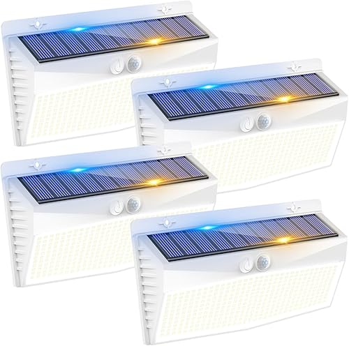 Miniatura 14 de 2 paquetes de 368 luces LED con sensor de movimiento solar para exteriores, luces solares para cercas con 3 modos de iluminación, luces de seguridad