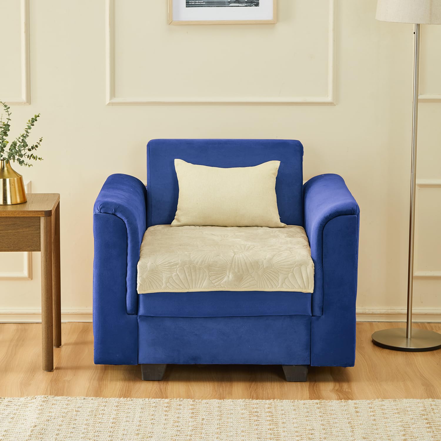 Amazon Basics – Velvet Quilted Make Your Own Sofa Cover |70cm x 70cm| Microfiber Sofa Slipcover (Damask,Cream, 1 Seater)-image-21