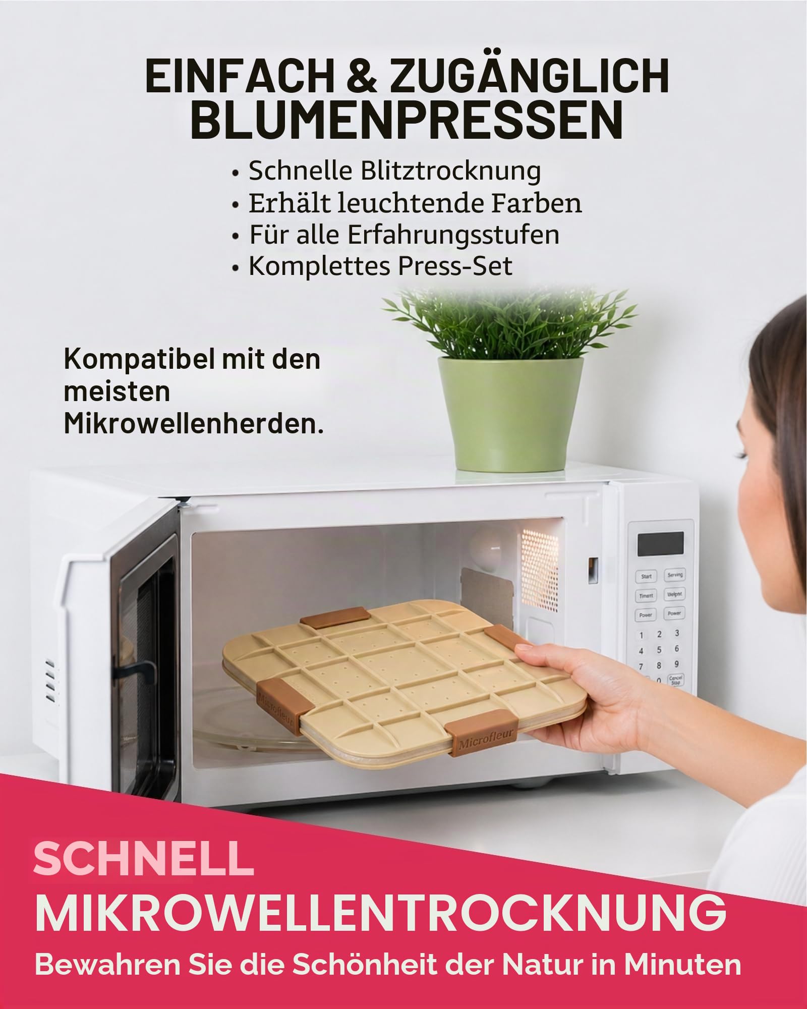 Microfleur 23 cm Max Mikrowellen-Blumenpress-Set zum Pressen von Blumen und zum Herstellen von gepressten Blumen