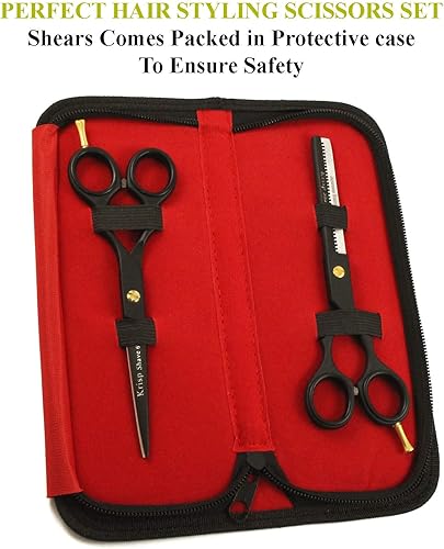 Miniatura 8 de Krisp Shave - Tijeras profesionales de corte de cabello, tijeras de acero inoxidable para peluquería (6 pulgadas), tijeras para barba, bigote,