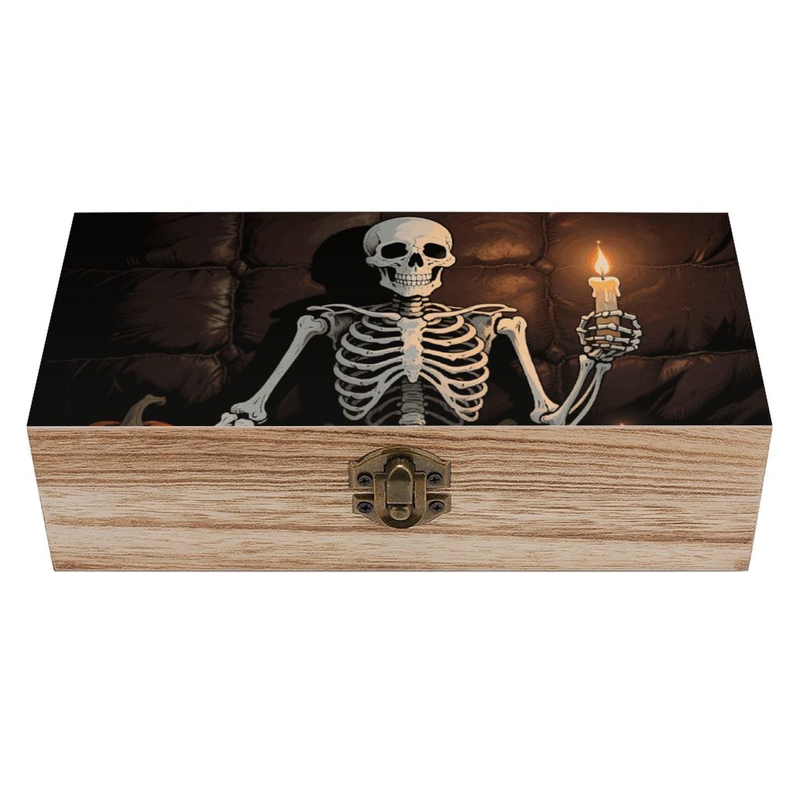 FodPand Decorative Keepsake Box Wooden Storage Boxes with Hinged Lid Handmade Skull Pumpkin Wood Organizer Memory Treasure Box for Jewelry Craft Card Photo Storage Wedding Bridal Shower Gifts