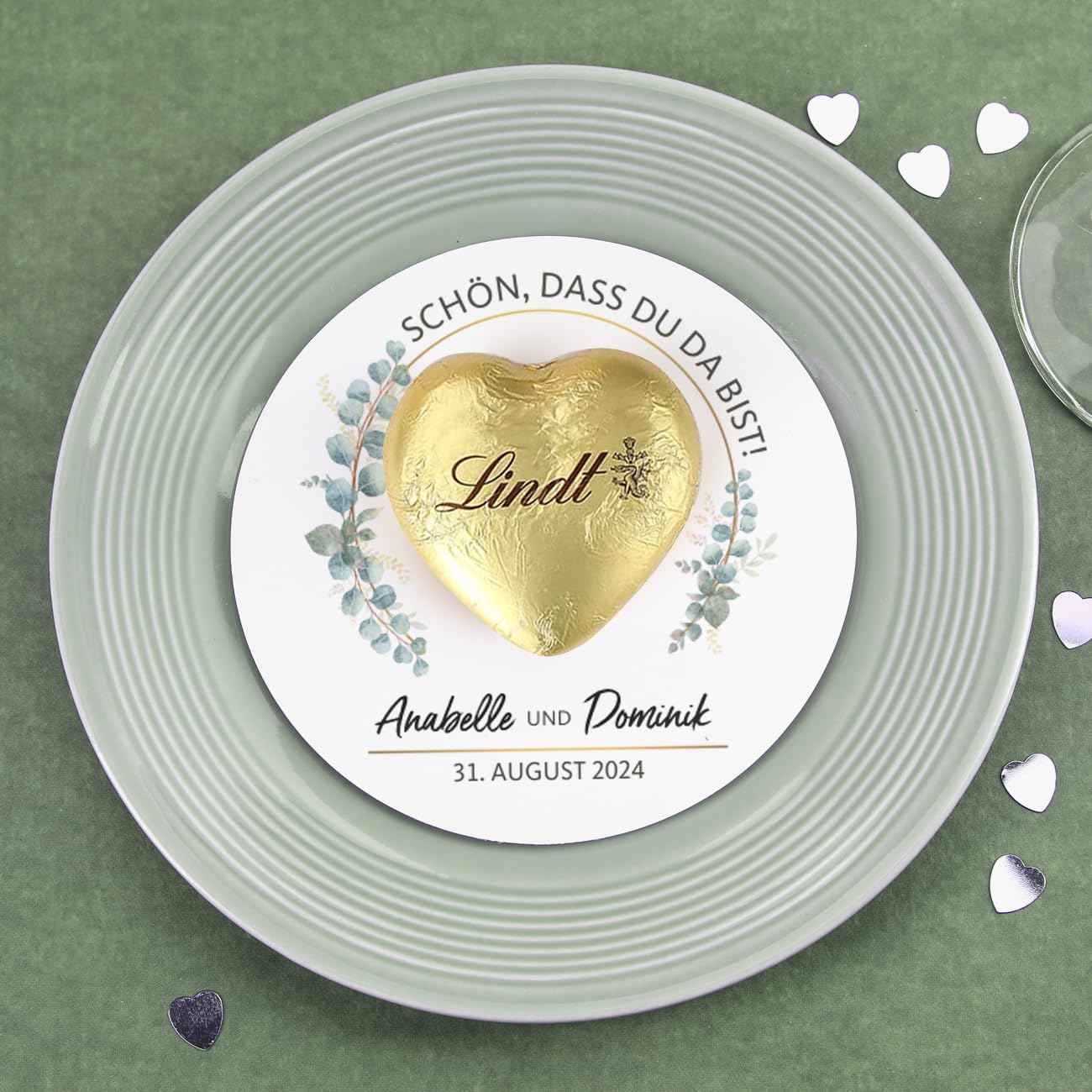 Herz & Heim® Gastgeschenk zur Hochzeit (Eukalyptus, 40 Stück)