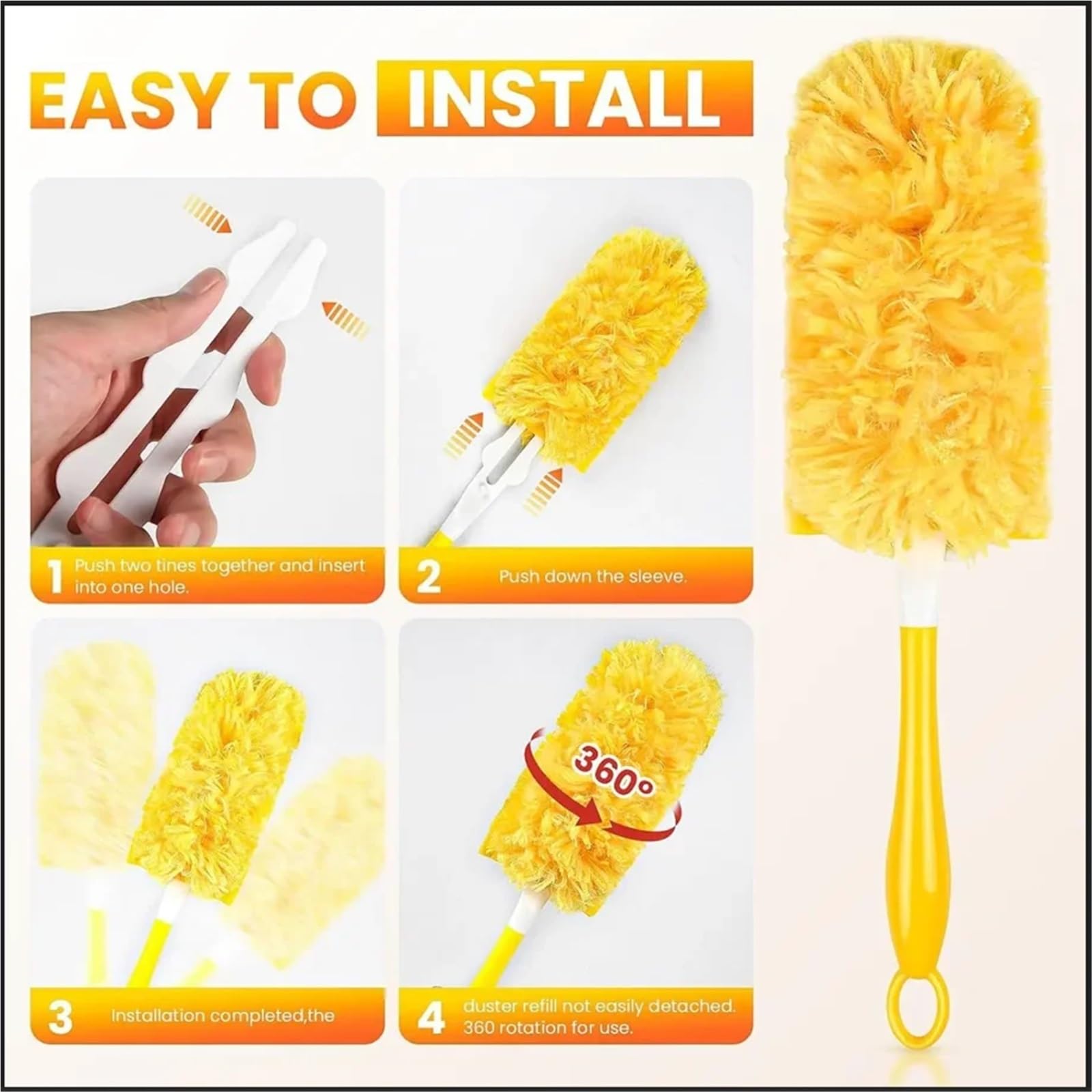 Plumero Atrapapolvo Precipitador electrostático de Doble Cara for la Tela araña y Mesa limpias del Polvo(1 handle30PCS)