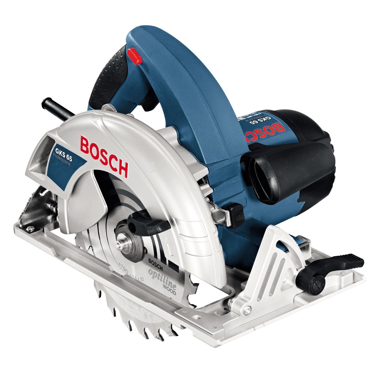 Bosch Professional Blue Hand-Held Circular Saw Gks 65 (240 V, Incl. Circular Saw Blade, Parallel Guide,Hex Key Waf 5, Dust Extraction Adapter )