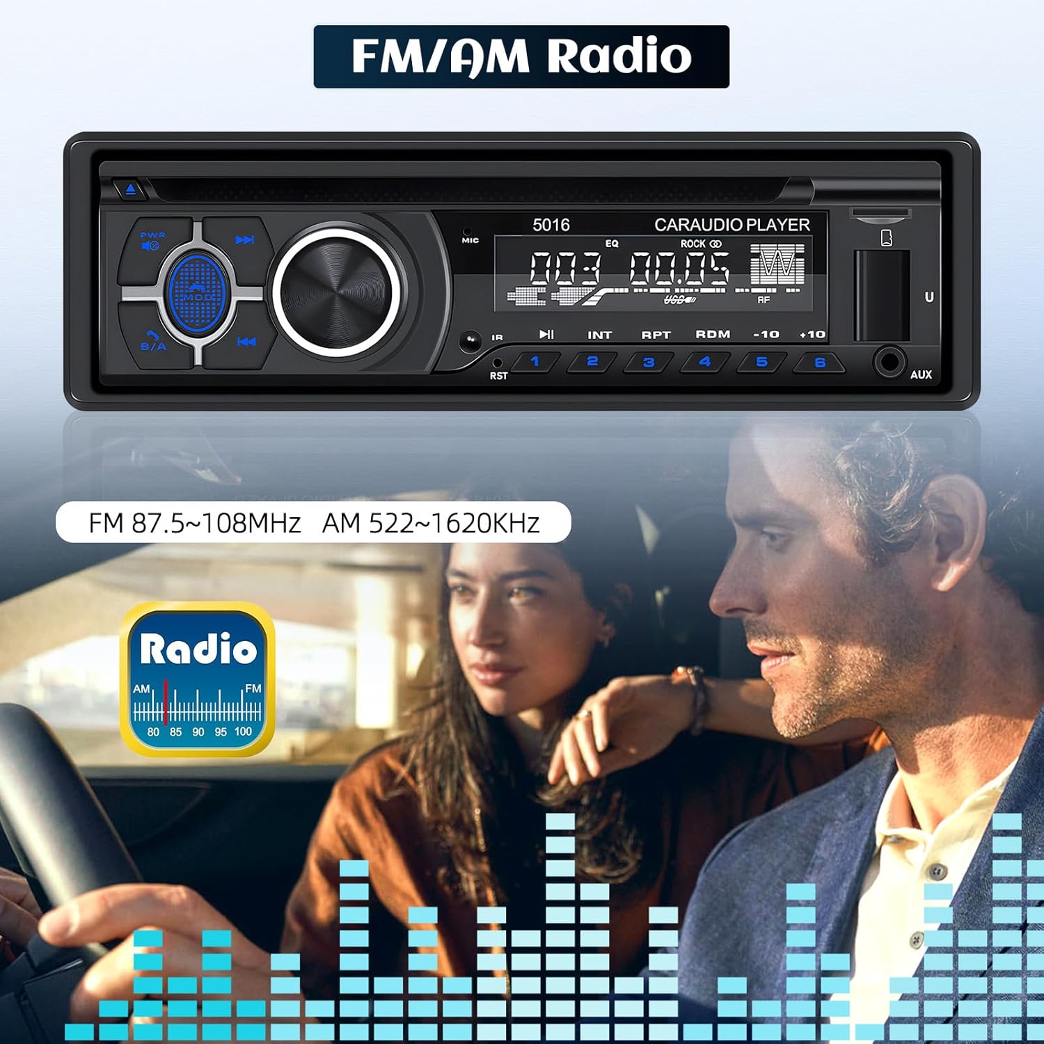 Single Din Car Radio CD Player,Car DVD Player with Bluetooth Hands-Free Calling Car Stereo MP3 Car Player Car Audio Receivers with AM/FM Radio,VCD,DVD,USB/SD Card/AUX-in MP3