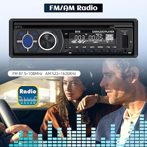 Miniatura 4 de Reproductor de CD de radio de coche de un solo DIN, reproductor de DVD para automóvil con Bluetooth manos libres, estéreo para automóvil, MP3,