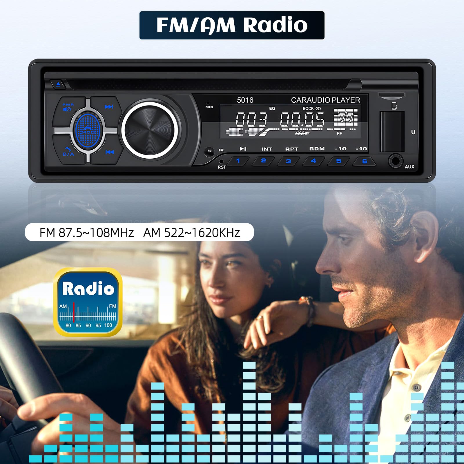 CAMECHO 1Din Autoradio mit CD DVD Player, Radio mit CD Player mit Bluetooth 5.1 Freisprechfunktion, Audio Empfänger mit AM/FM Radio, EQ, Smart Sync App, USB/TF/ MP3 Player/AUX in