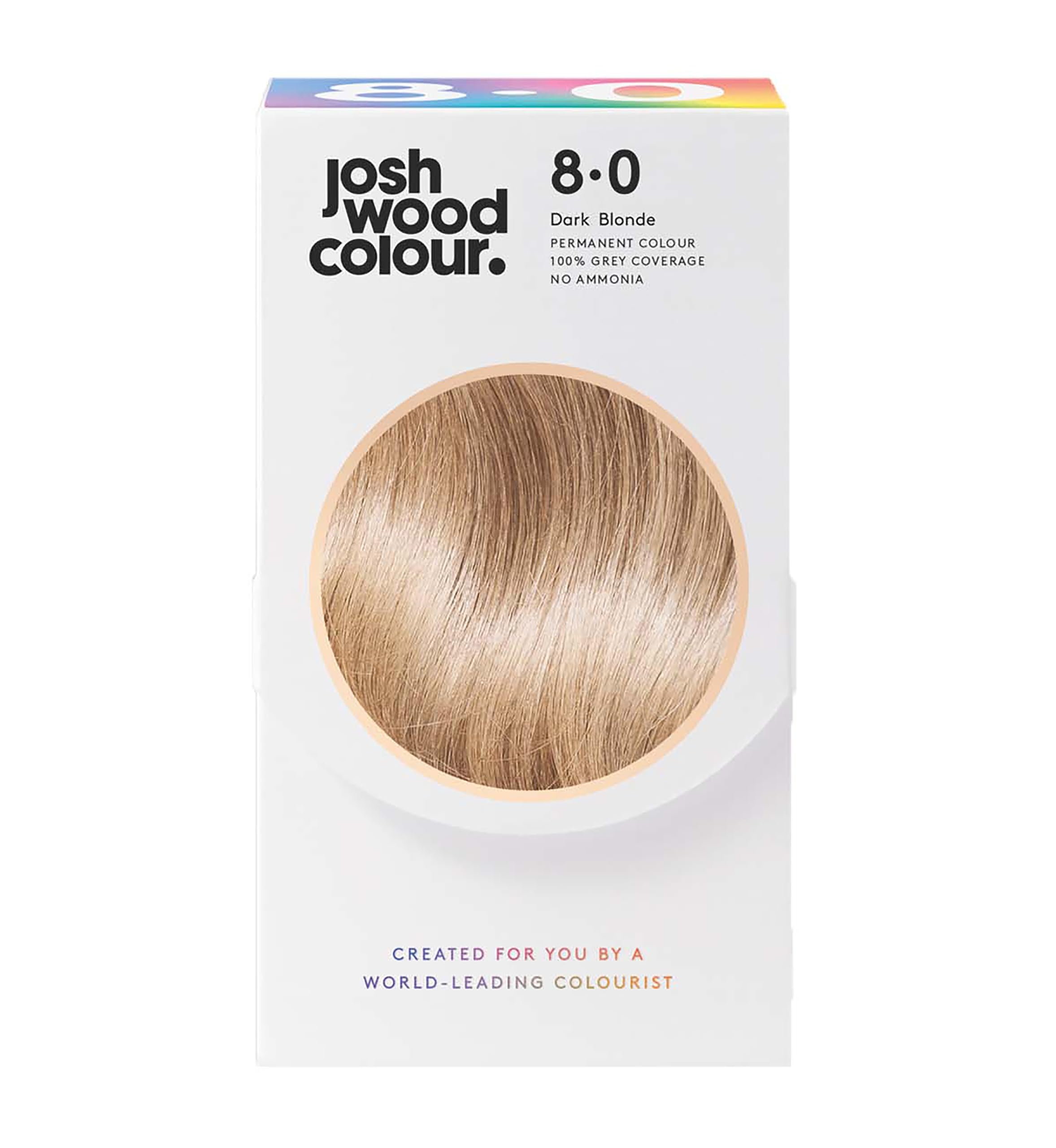 Josh Wood Colour - Ammonia-Free Hair Dye - Permanent Hair Colour with 100% Grey Coverage - Vegan Friendly, Natural-Looking Results, Shiny & Hydrated Hair | 8.0 (Dark Blonde)