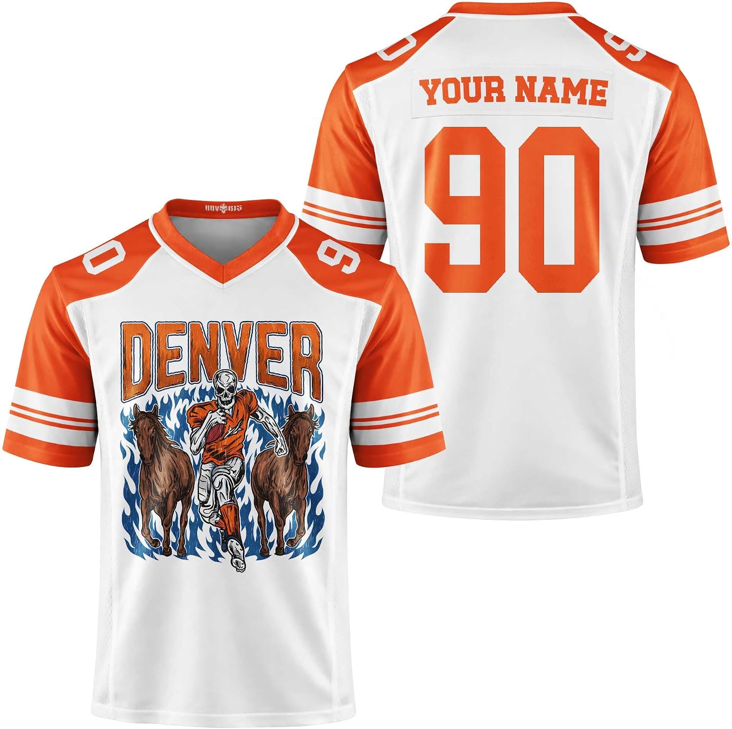 Custom Football Jersey Personalized Name Number Orange Navy Game Day Fan Shirt for Men Women, Football Team Uniform Top
