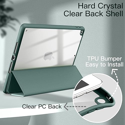 Miniatura 61 de JETech Funda para iPad de 10.2 pulgadas (9ª/8ª/7ª generación, 2021/2020/2019) con soporte para lápices, carcasa trasera transparente, soporte Azul