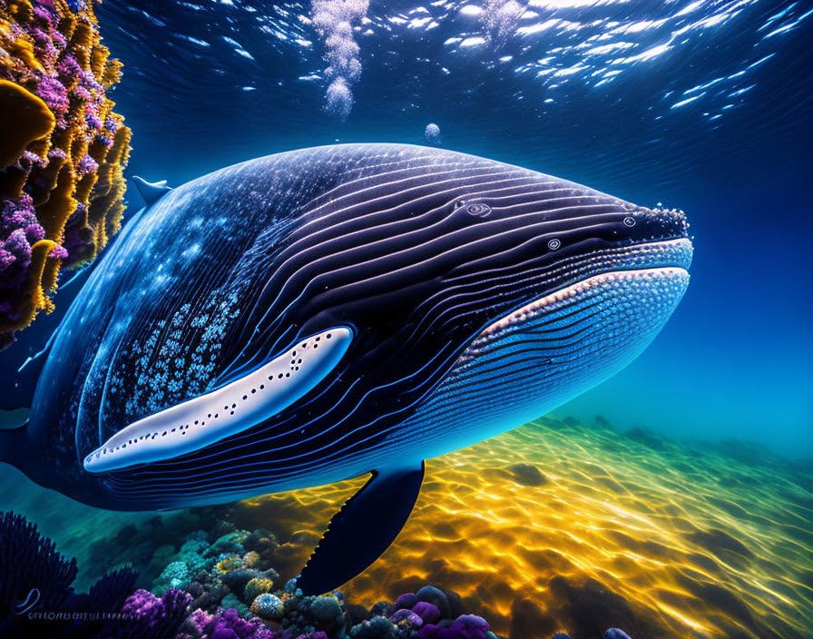 Baleine sous-marine sur toile 58x90 cm pour habiller un grand mur vide facilement