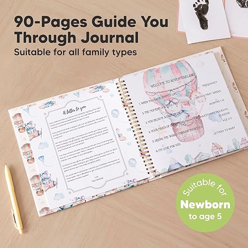 Miniatura 2 de Baby First 5 Years Memory Book Journal  90 páginas de tapa dura para primer año de recuerdo de hito recién nacido diario para niños, niñas  toda la