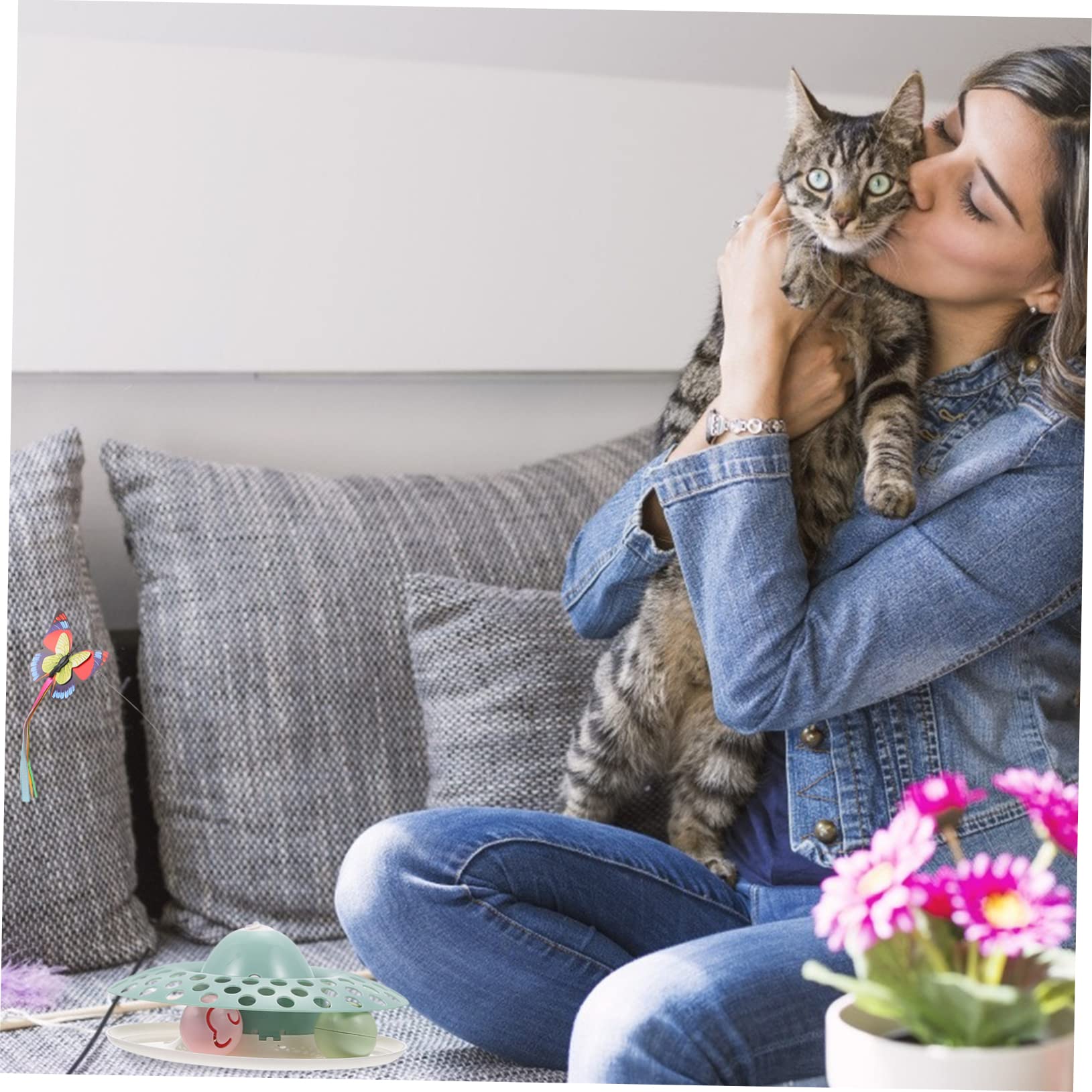 TOYANDONA Juguete Giratorio Eléctrico para Gatos Interactivo Gatos Juguete De Simulación para Suministros para Mascotas para